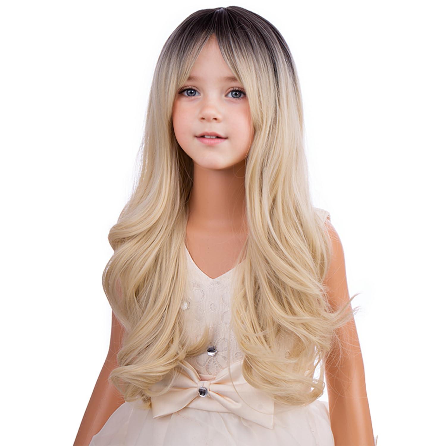 image14 Inches Rainbow Wig Short Wavy Pastel Wig with Bangs Multi Color Wigs for Women Girls Heat Resistant Synthetic Cosplay Costume WigsOmbre Blonde