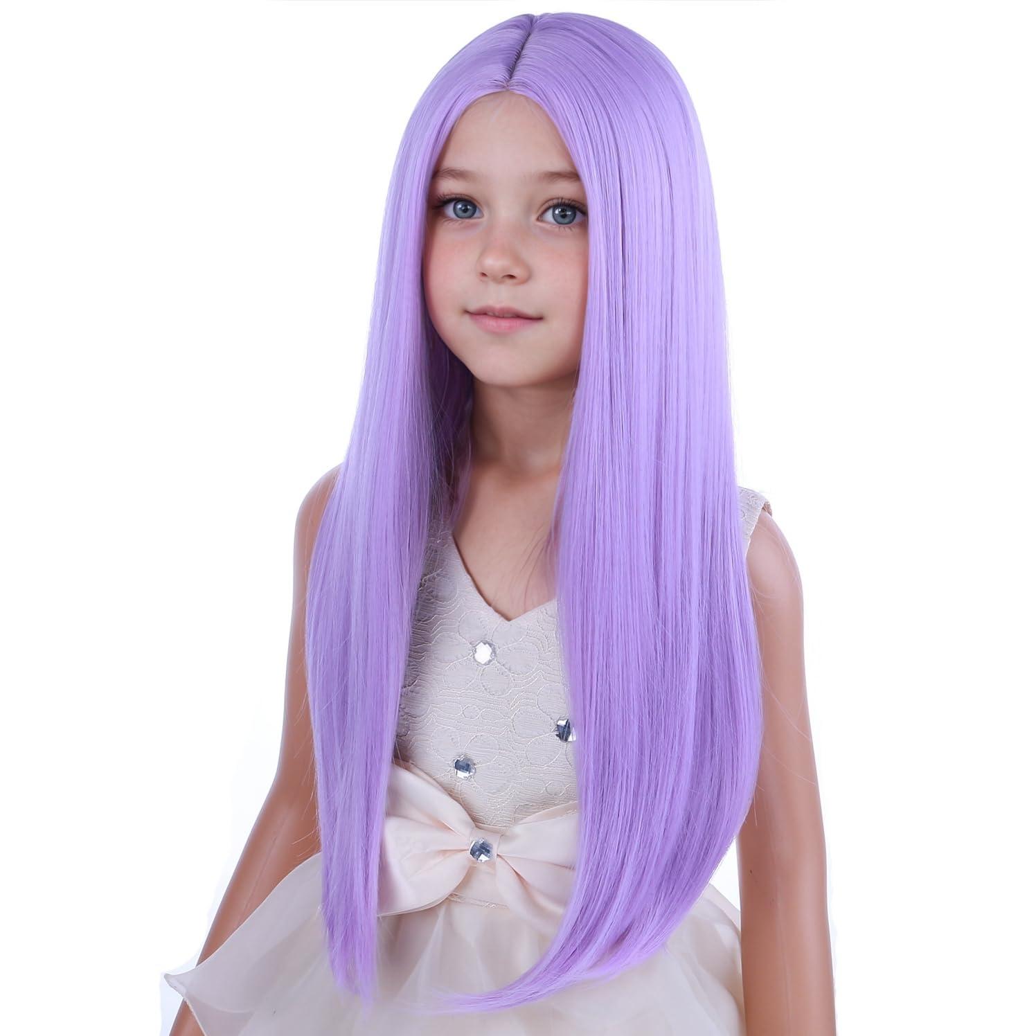 image14 Inches Rainbow Wig Short Wavy Pastel Wig with Bangs Multi Color Wigs for Women Girls Heat Resistant Synthetic Cosplay Costume WigsPurple