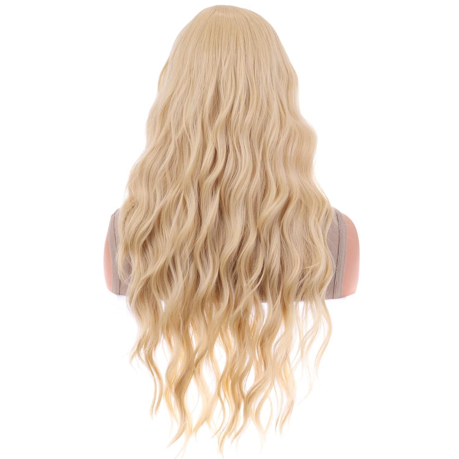 image27 Inches Orange Wig Long Wavy Wig Dark Orange Wig for Women Girls Milddle Part Ginger Wig Heat Resistant Synthetic Hair Cosplay Wig OrangeAsh Blonde