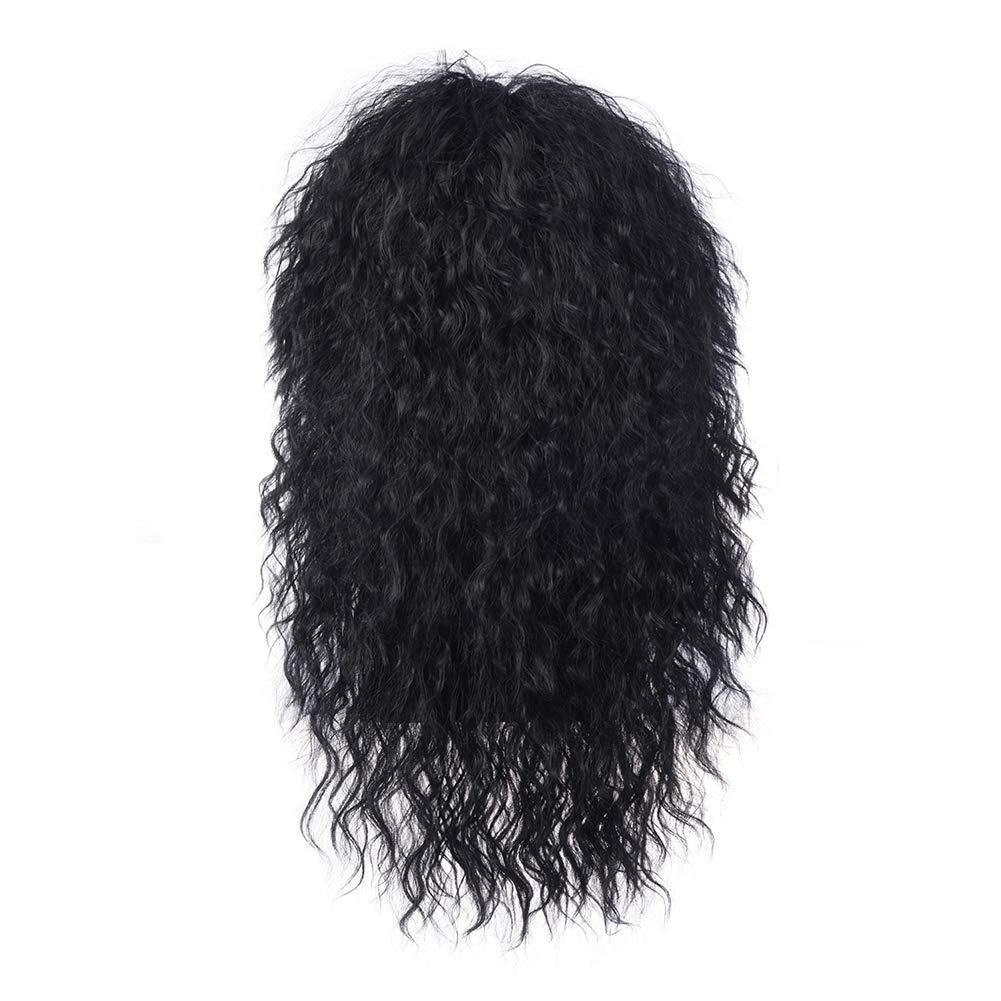 imageBlack 80s Men Wig 70s Heavy MetalMullet Rocker Wig for Men Women Cosplay Party UseBlack