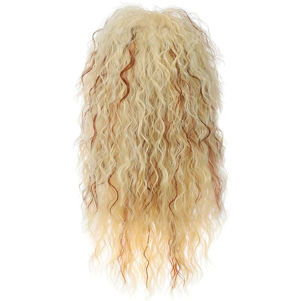 imageBlack 80s Men Wig 70s Heavy MetalMullet Rocker Wig for Men Women Cosplay Party UseBlonde