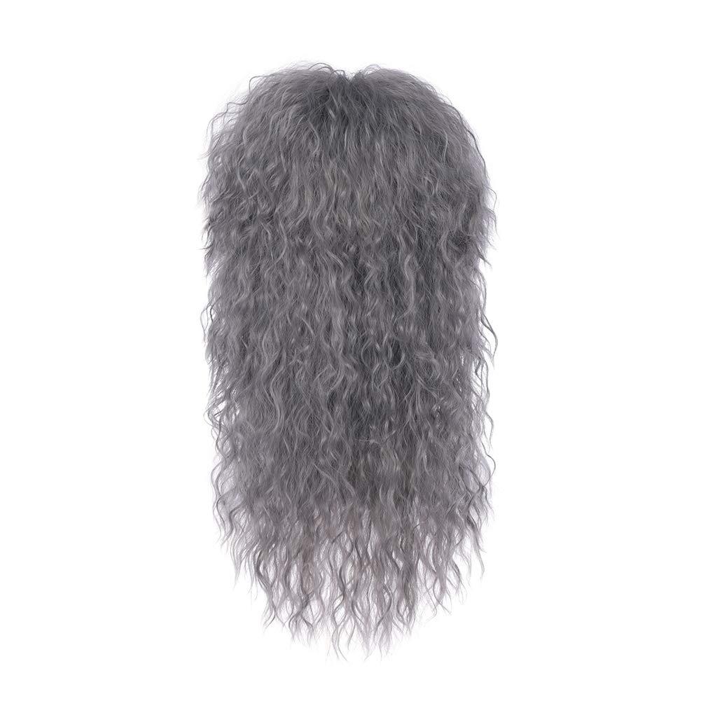 imageBlack 80s Men Wig 70s Heavy MetalMullet Rocker Wig for Men Women Cosplay Party UseDark Gray
