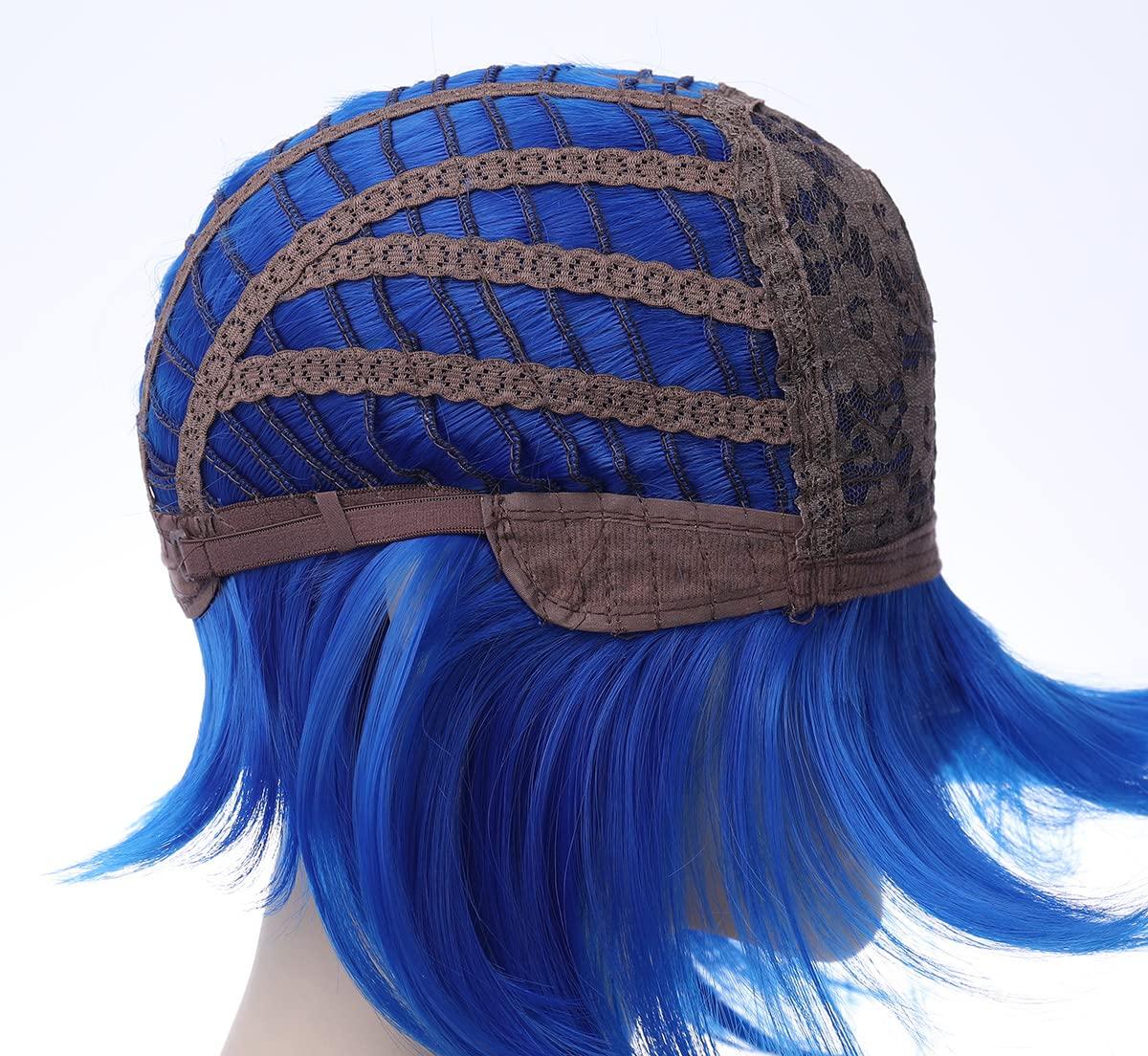 imageBlack White Bob Wig Short Straight Wig with Bangs Two Color Bob Wig for Women and Girls Synthetic Wig Black WhiteRoyal Blue