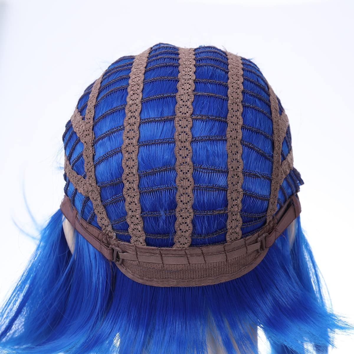 imageBlack White Bob Wig Short Straight Wig with Bangs Two Color Bob Wig for Women and Girls Synthetic Wig Black WhiteRoyal Blue