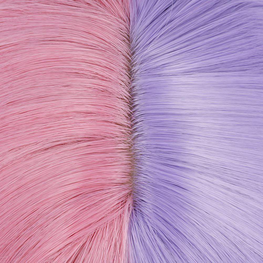 imageBlack and Blonde Wig Two Tone Short Curly Black Blonde Wig With Bangs Split Wigs for Women Heat Resistant Synthetic Hair Two Color Cosplay Party Wigs Half Blonde Half BlackPink and Purple