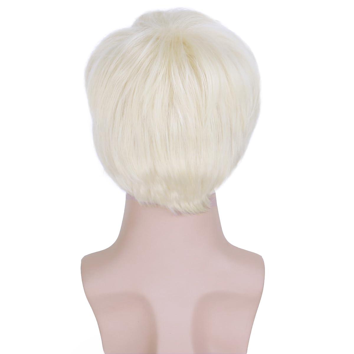 imageBlonde Mens Wigs Short Straight Layer Wigs for Men Male Blonde Short Wig Natural Synthetic Hair Wig Cosplay Party Costume WigLight Blonde
