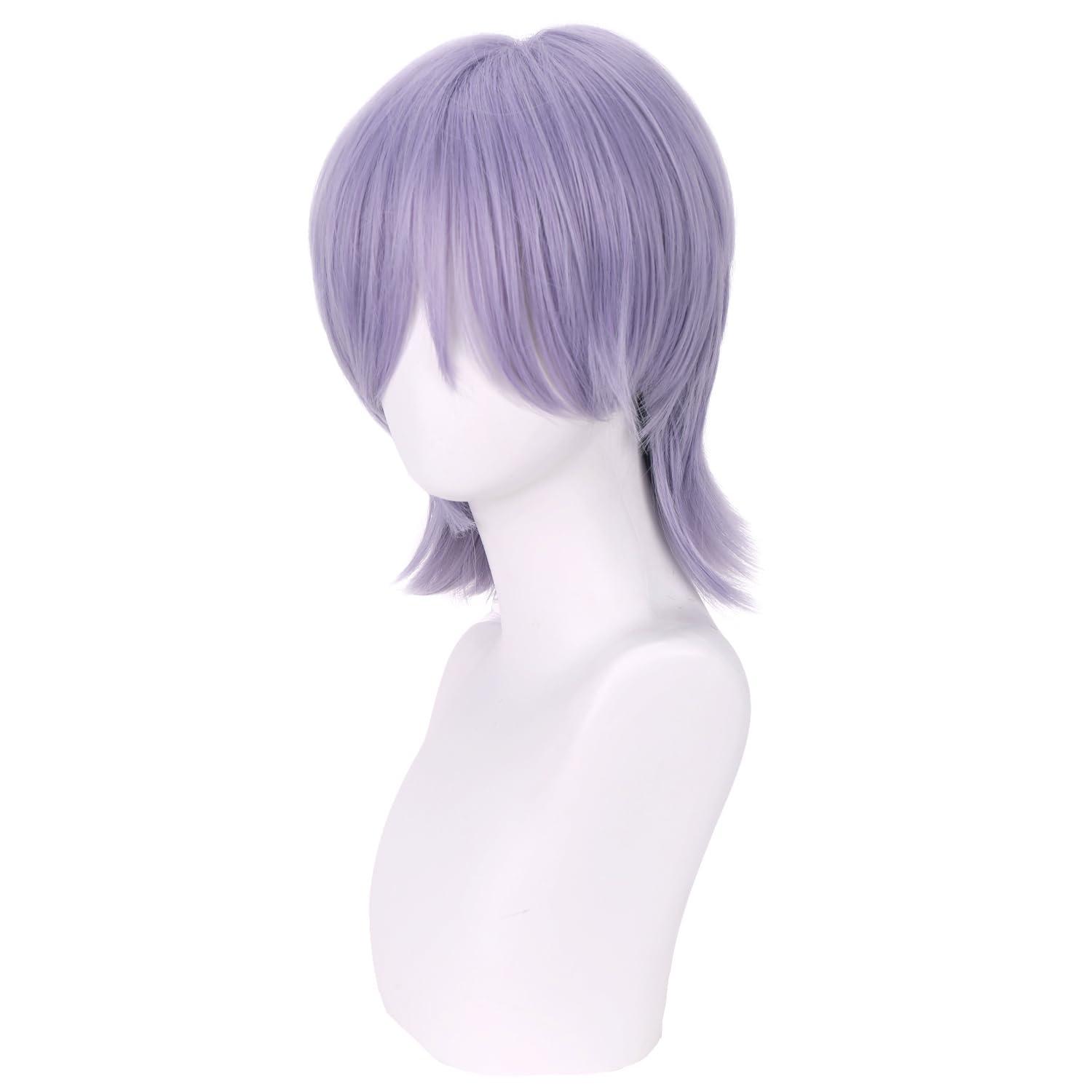 imageBlonde Mens Wigs Short Straight Layer Wigs for Men Male Blonde Short Wig Natural Synthetic Hair Wig Cosplay Party Costume WigLight Purple