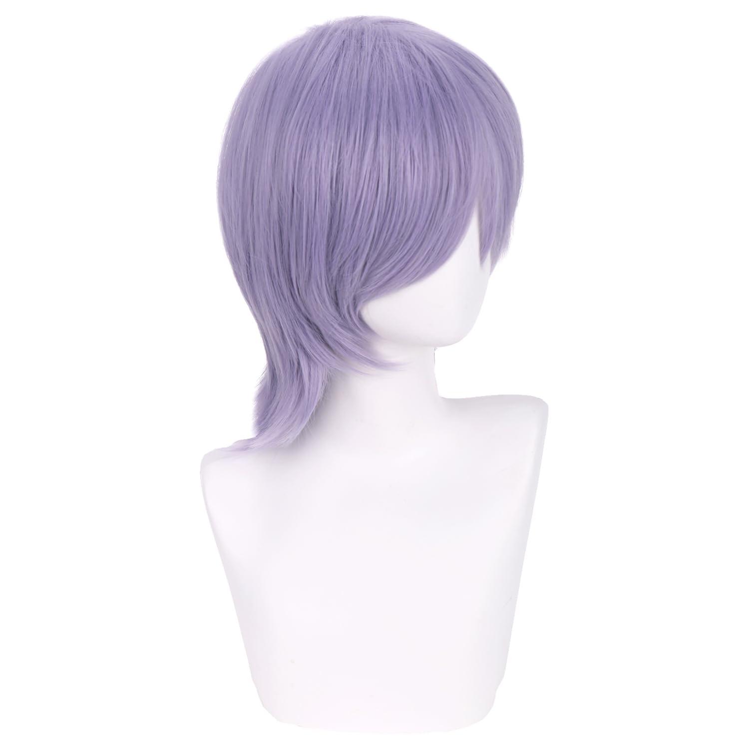 imageBlonde Mens Wigs Short Straight Layer Wigs for Men Male Blonde Short Wig Natural Synthetic Hair Wig Cosplay Party Costume WigLight Purple