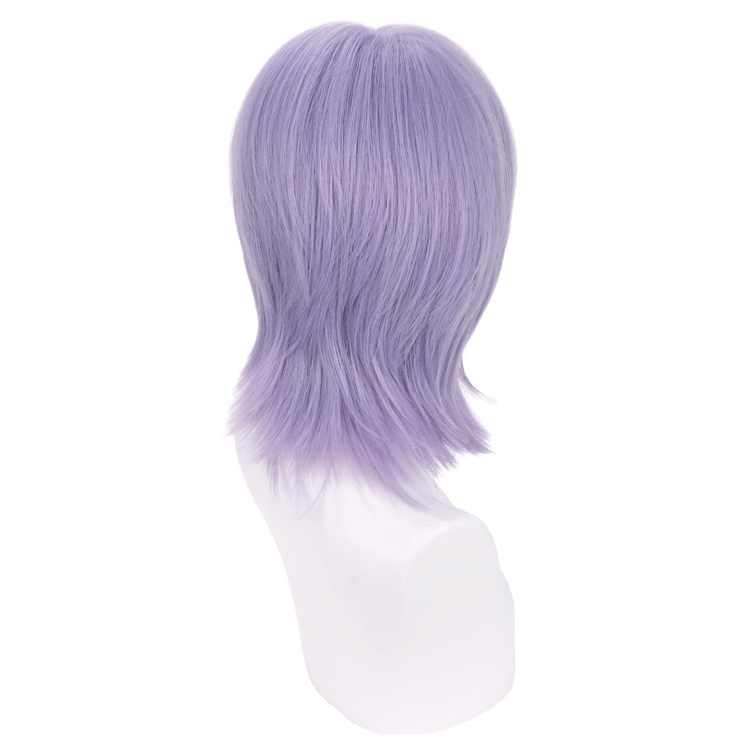 imageBlonde Mens Wigs Short Straight Layer Wigs for Men Male Blonde Short Wig Natural Synthetic Hair Wig Cosplay Party Costume WigLight Purple