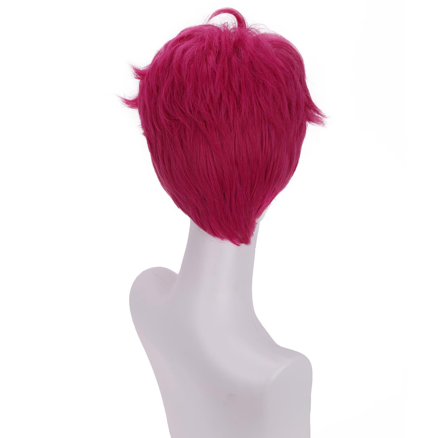 imageBlonde Mens Wigs Short Straight Layer Wigs for Men Male Blonde Short Wig Natural Synthetic Hair Wig Cosplay Party Costume WigPurple