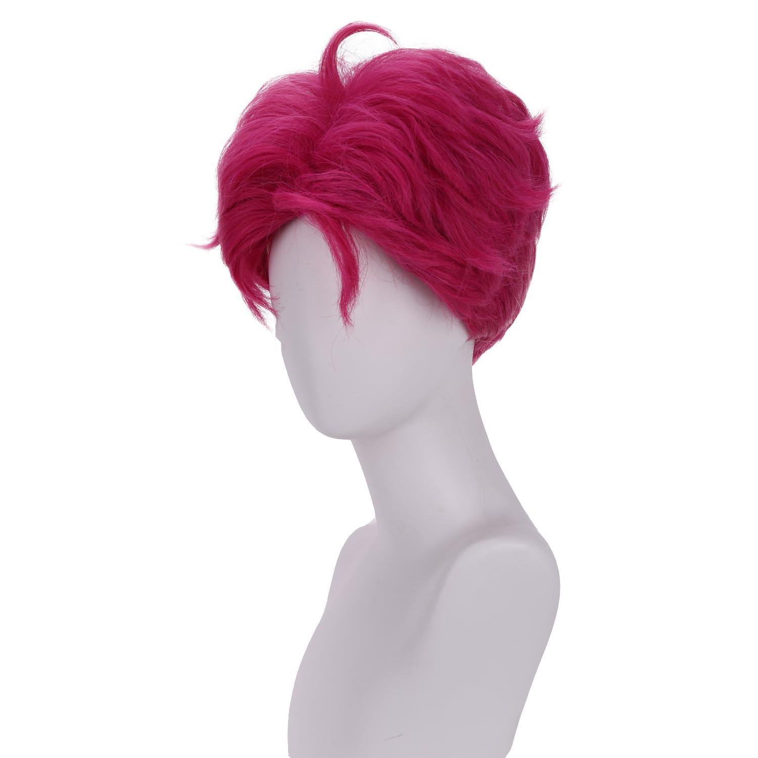 imageBlonde Mens Wigs Short Straight Layer Wigs for Men Male Blonde Short Wig Natural Synthetic Hair Wig Cosplay Party Costume WigPurple