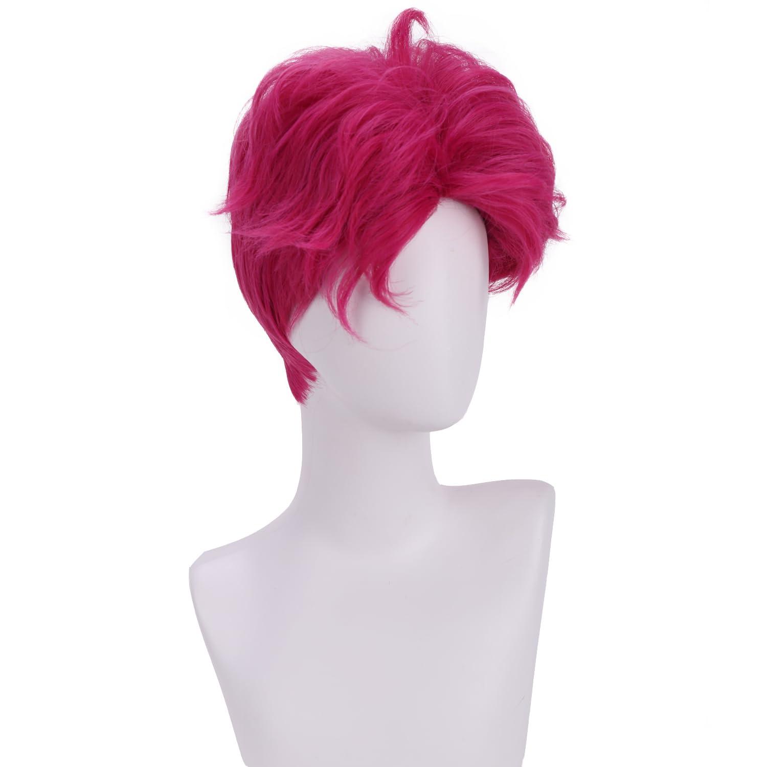 imageBlonde Mens Wigs Short Straight Layer Wigs for Men Male Blonde Short Wig Natural Synthetic Hair Wig Cosplay Party Costume WigPurple