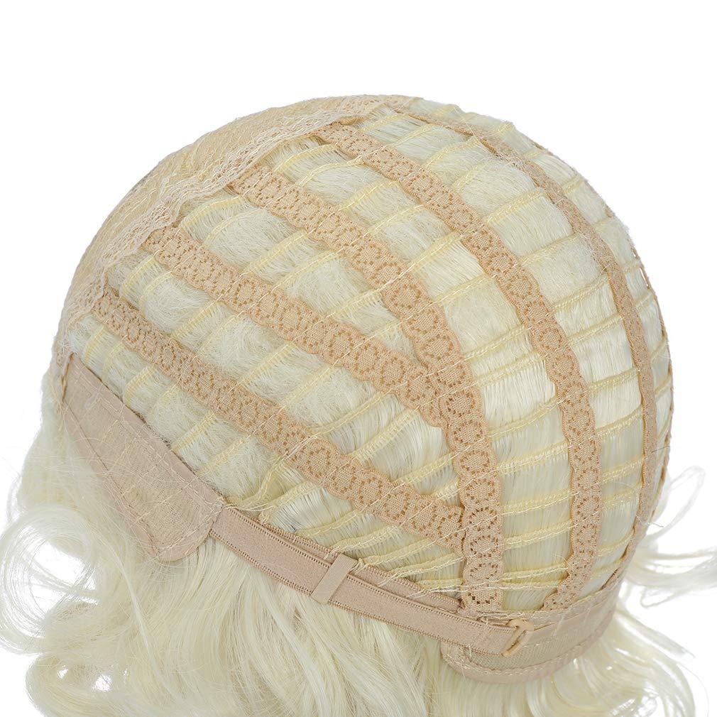 imageBlonde Wig Short Curly Blonde Wig for Women and Girls Natural Wavy Heat Resistant Synthetic Hair Halloween Cosplay Party Costume Daily Wig Platinum BlondePlatinum Blonde