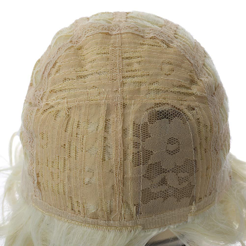 imageBlonde Wig Short Curly Blonde Wig for Women and Girls Natural Wavy Heat Resistant Synthetic Hair Halloween Cosplay Party Costume Daily Wig Platinum BlondePlatinum Blonde