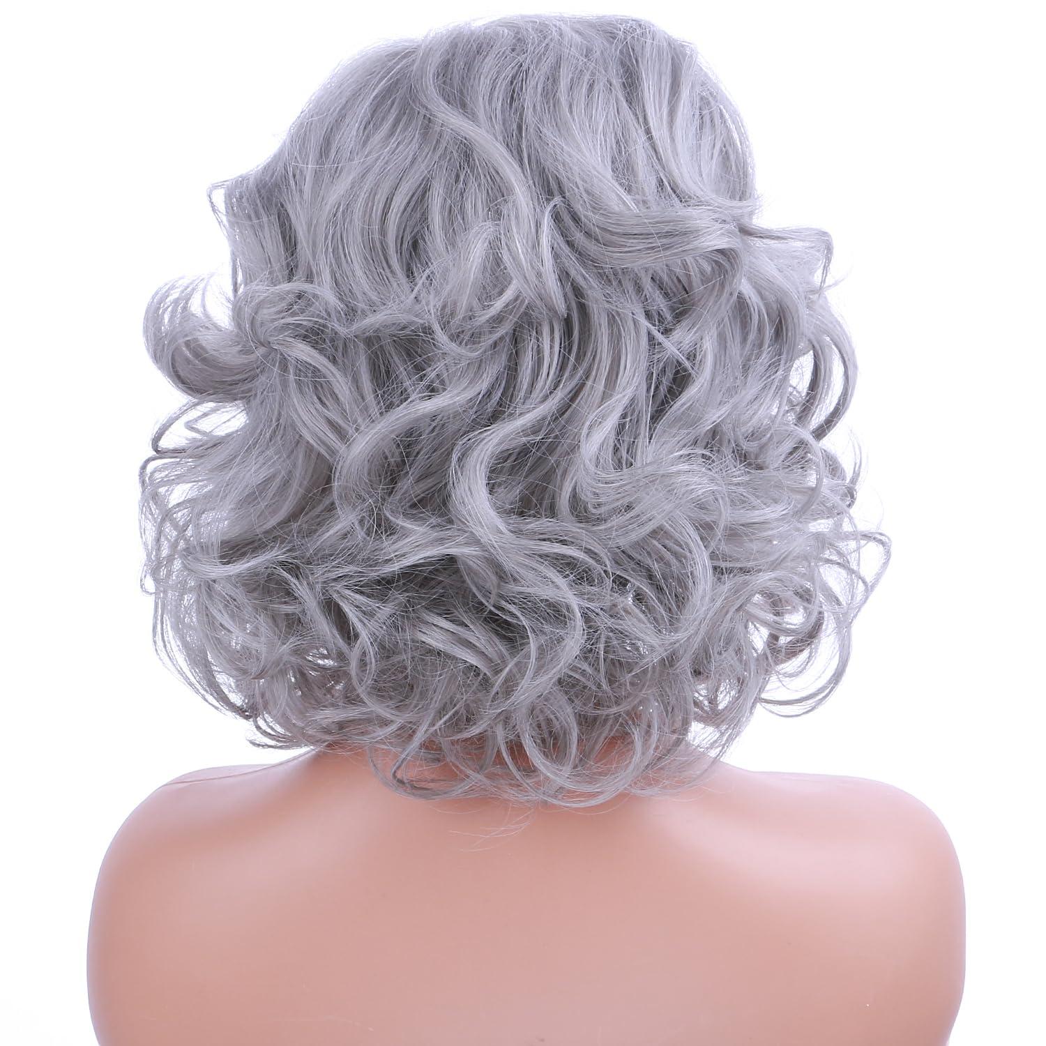 imageBlonde Wig Short Curly Blonde Wig for Women and Girls Natural Wavy Heat Resistant Synthetic Hair Halloween Cosplay Party Costume Daily Wig Platinum BlondeGray