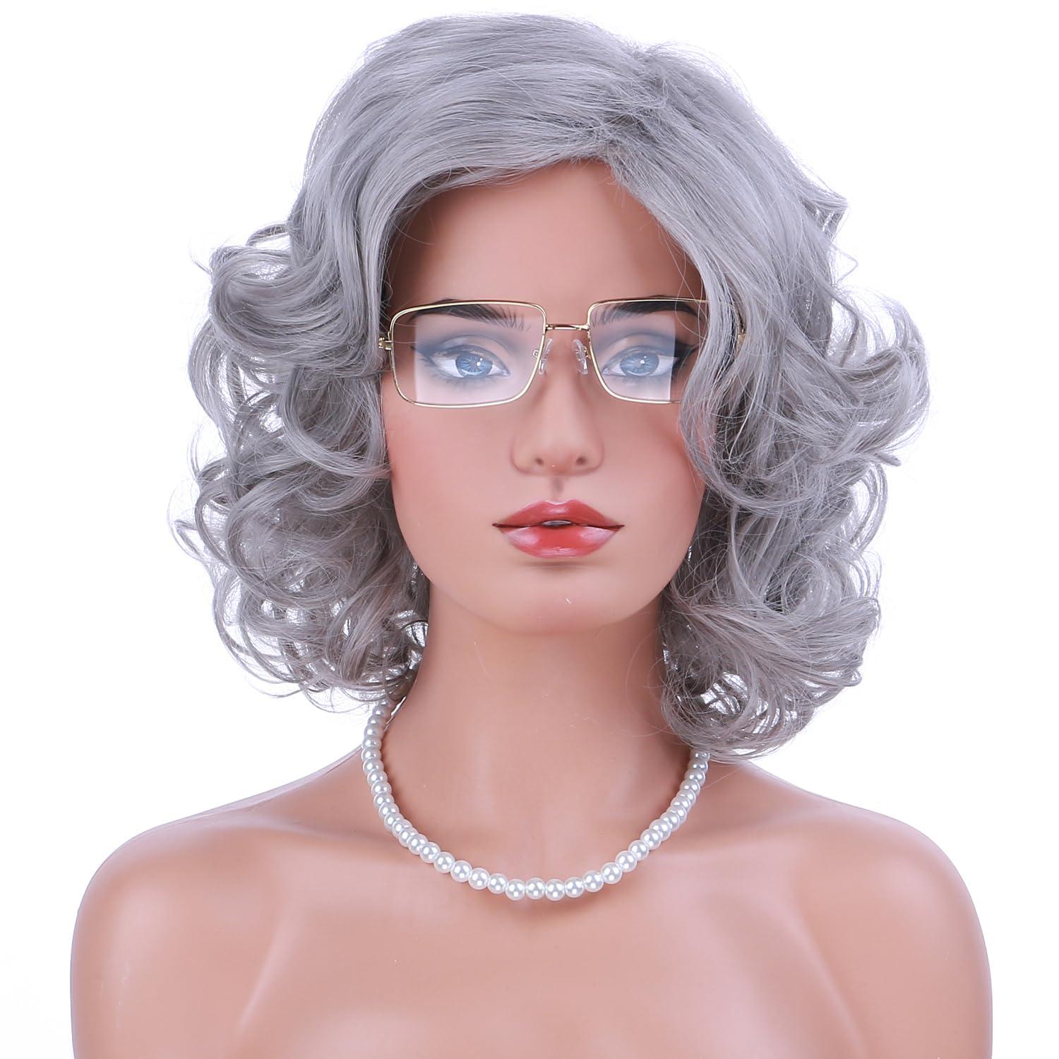 imageBlonde Wig Short Curly Blonde Wig for Women and Girls Natural Wavy Heat Resistant Synthetic Hair Halloween Cosplay Party Costume Daily Wig Platinum BlondeGray