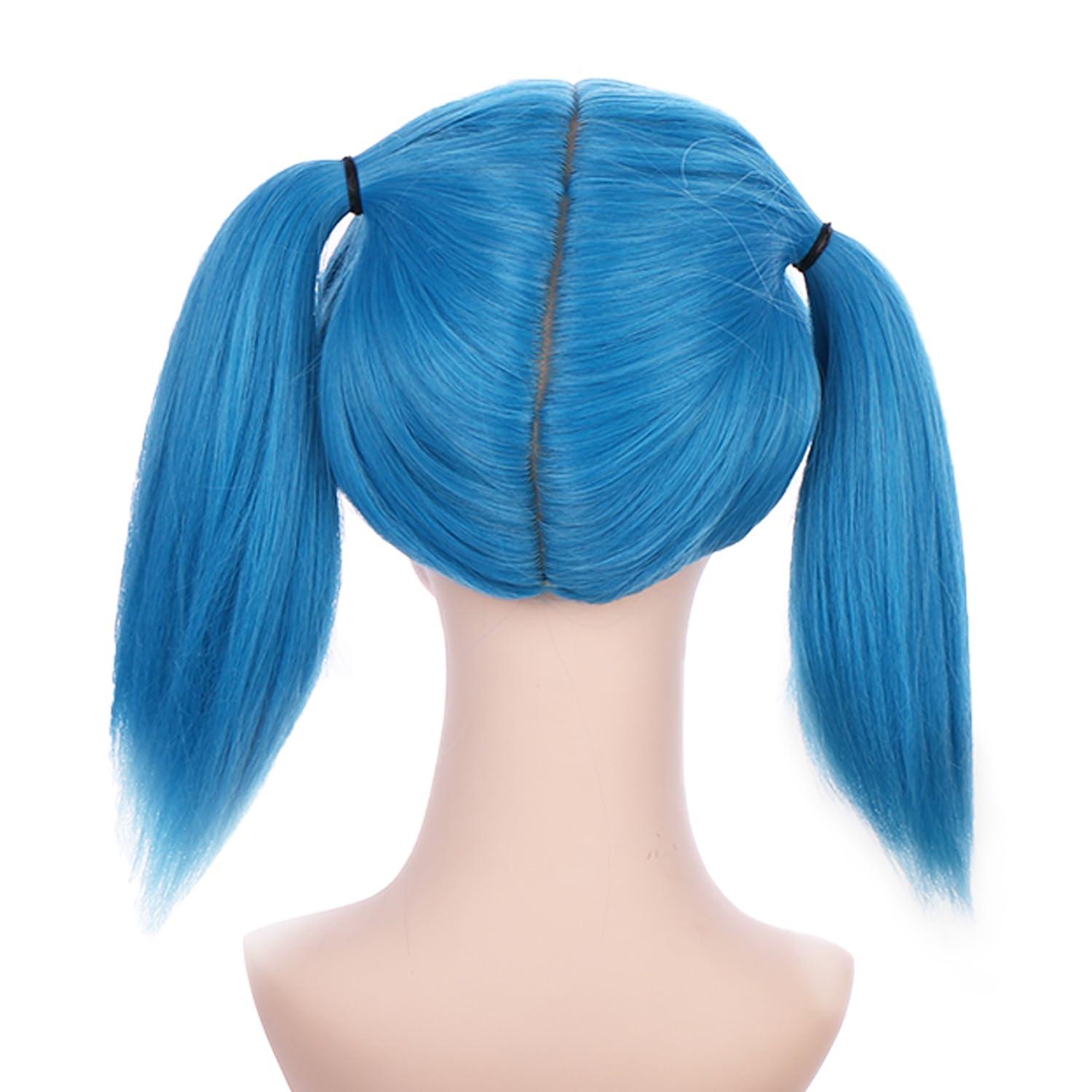 imageBlonde Wig for Kids Girls Short Blonde Ponytail Wig for Child Include 2 Detachable Buns with Clips Synthetic Cosplay Costume WigsBlue