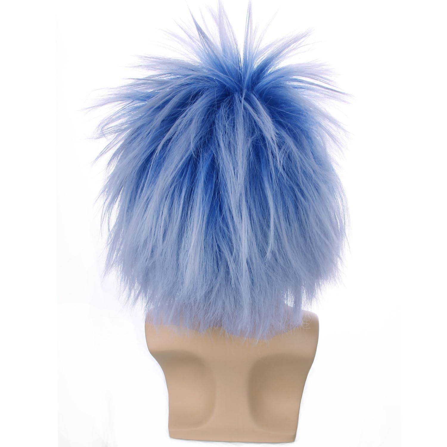 imageCrazy Blue Wig for Kids Boys Short Blue Spkiy Wig Children Blue Ombre Wigs Funny Cosplay Halloween Costume Party Wigs