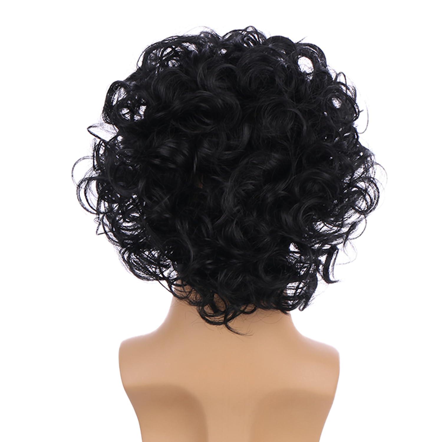 imageDark Brown Curly Wig for Boys Kids Short Brown Curly Cosplay Wigs Children Synthetic Halloween Costume WigsBlack