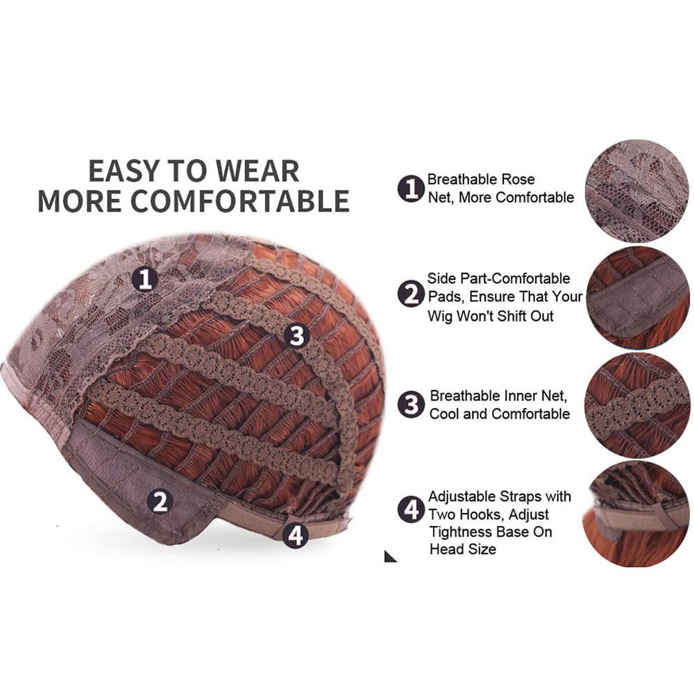 imageDark Orange for Women Long Straight Orange Wig Ginger Wigs Auburn Wigs Heat Resistant Synthetic HairDark Orange