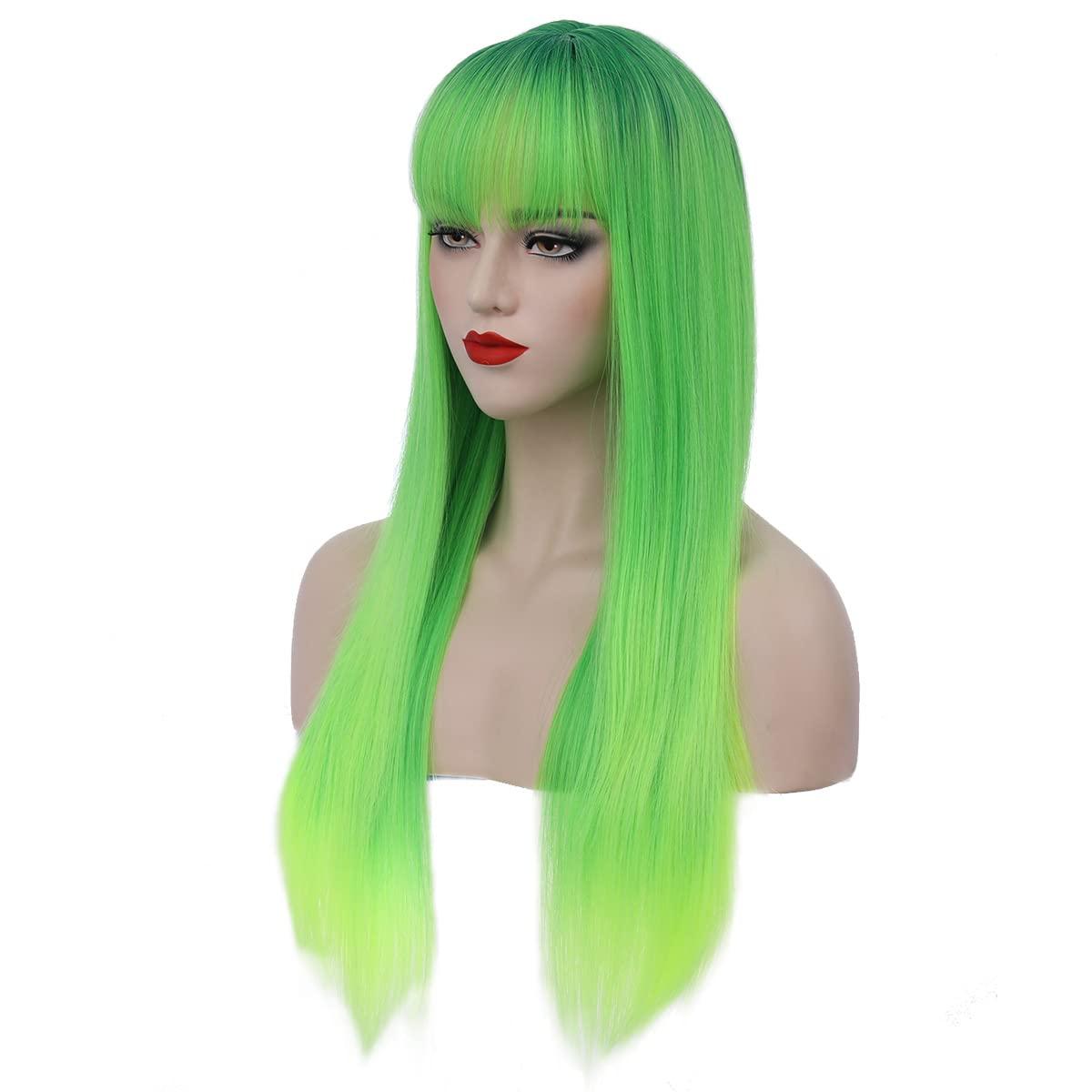 imageDark Orange for Women Long Straight Orange Wig Ginger Wigs Auburn Wigs Heat Resistant Synthetic HairGreen