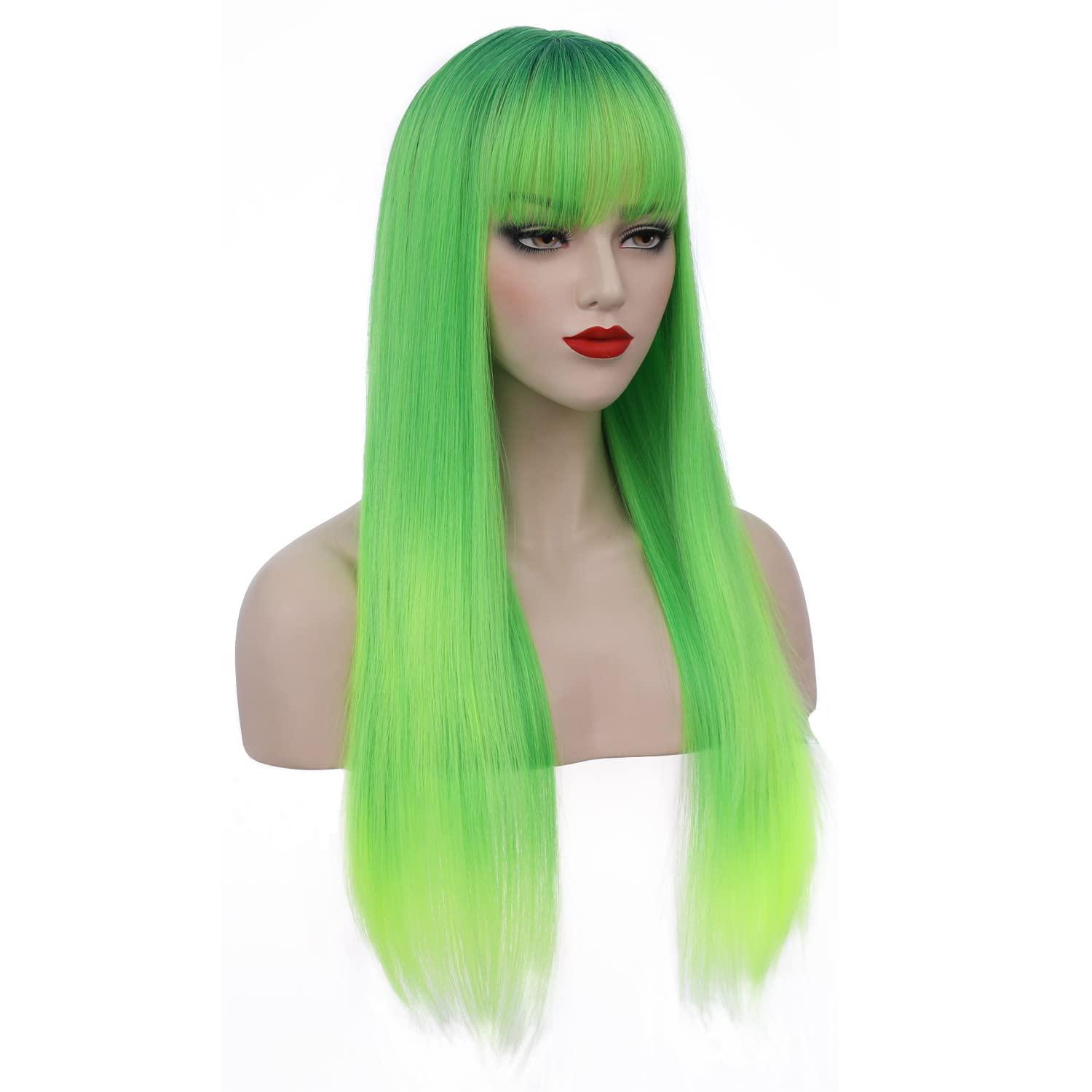 imageDark Orange for Women Long Straight Orange Wig Ginger Wigs Auburn Wigs Heat Resistant Synthetic HairGreen