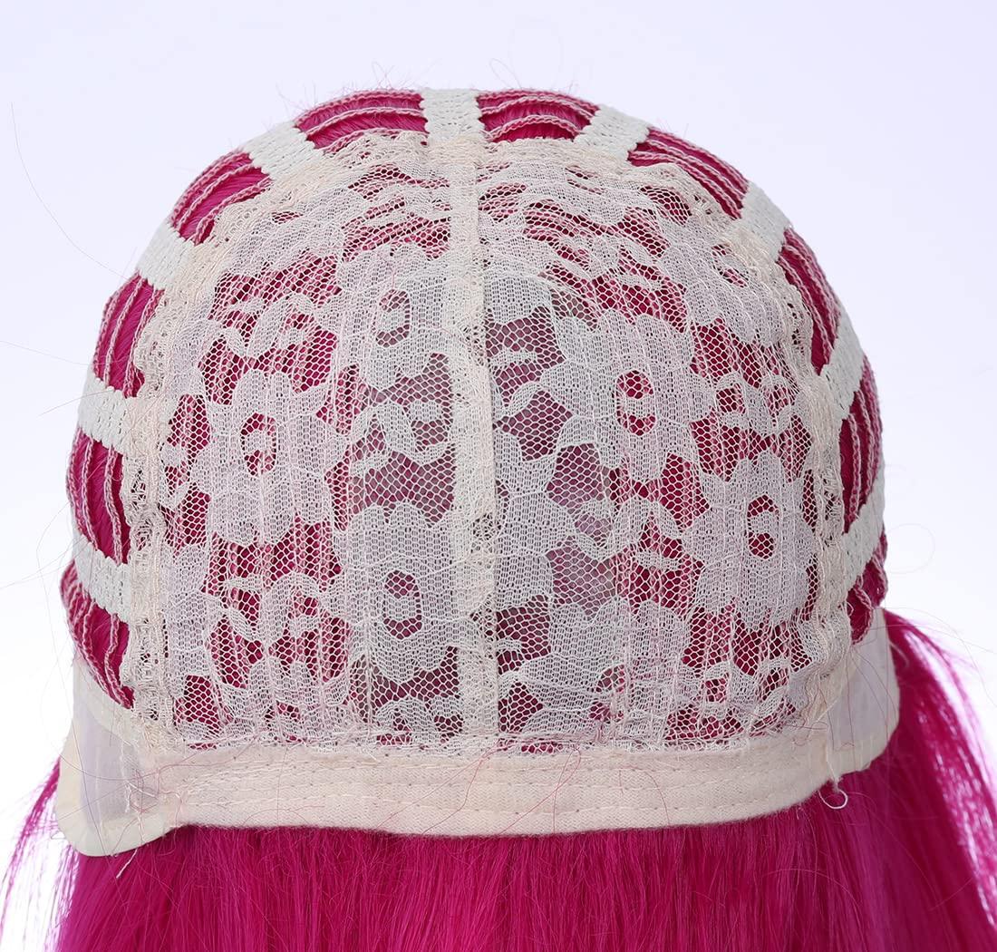 imageDark Orange for Women Long Straight Orange Wig Ginger Wigs Auburn Wigs Heat Resistant Synthetic HairHot Pink