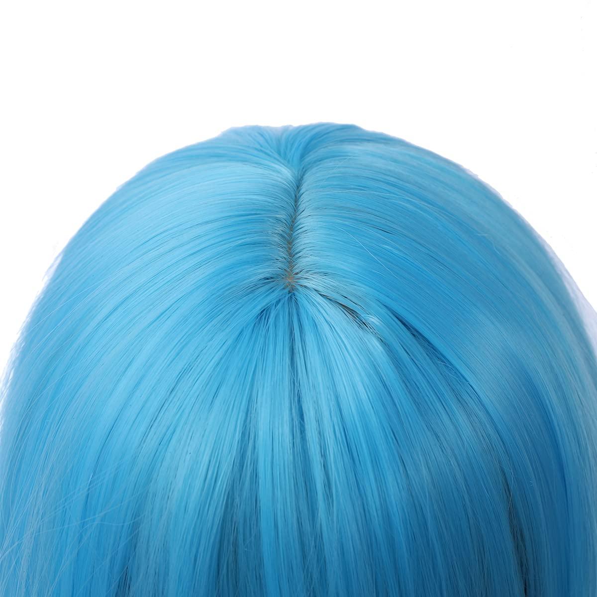 imageDark Orange for Women Long Straight Orange Wig Ginger Wigs Auburn Wigs Heat Resistant Synthetic HairLight Blue