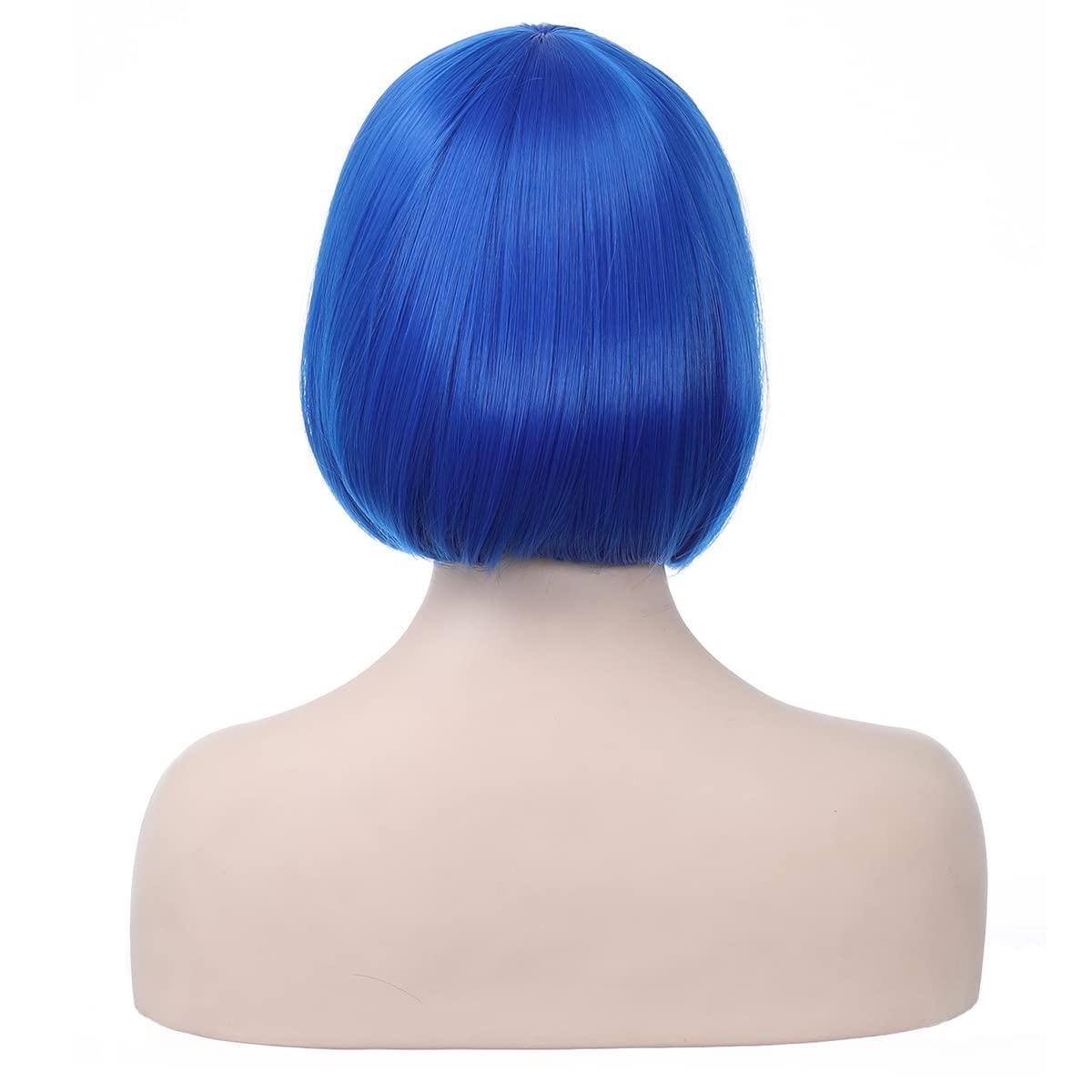 imageGinger Bob Wig for Women Short Orange Bob Wig with Bangs Short Straight Synthetic WigsGingerRoyal Blue