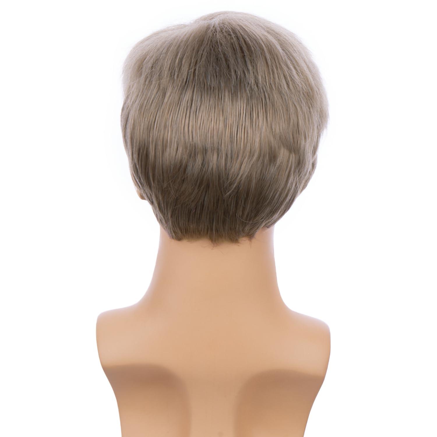 imageKids Black Wig Boys Short Black Straight Wigs Children Side Part Wig Synthetic Cosplay Costume Halloween Daily WigsAsh Blonde