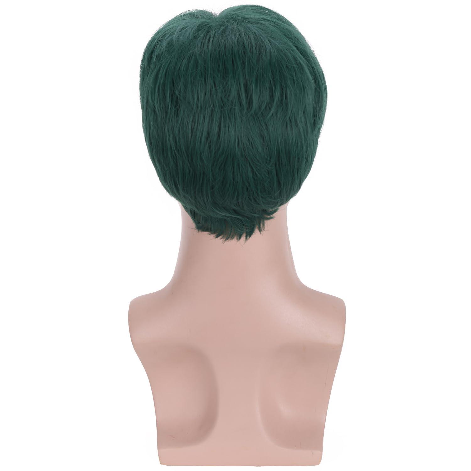 imageKids Black Wig Boys Short Black Straight Wigs Children Side Part Wig Synthetic Cosplay Costume Halloween Daily WigsGreen