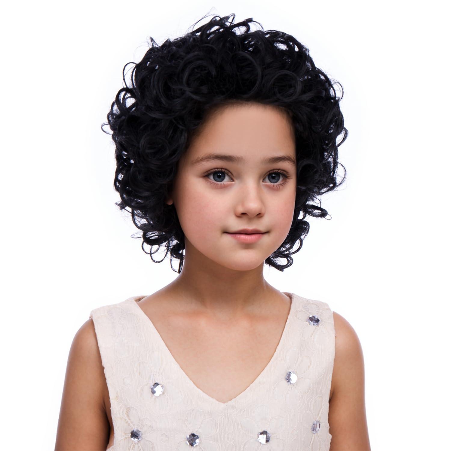 imageKids Child Reddish Orange Wig Girls Short Curly Red Brown Wig Dark Orange Wigs Halloween Cosplay Costume WigsBlack