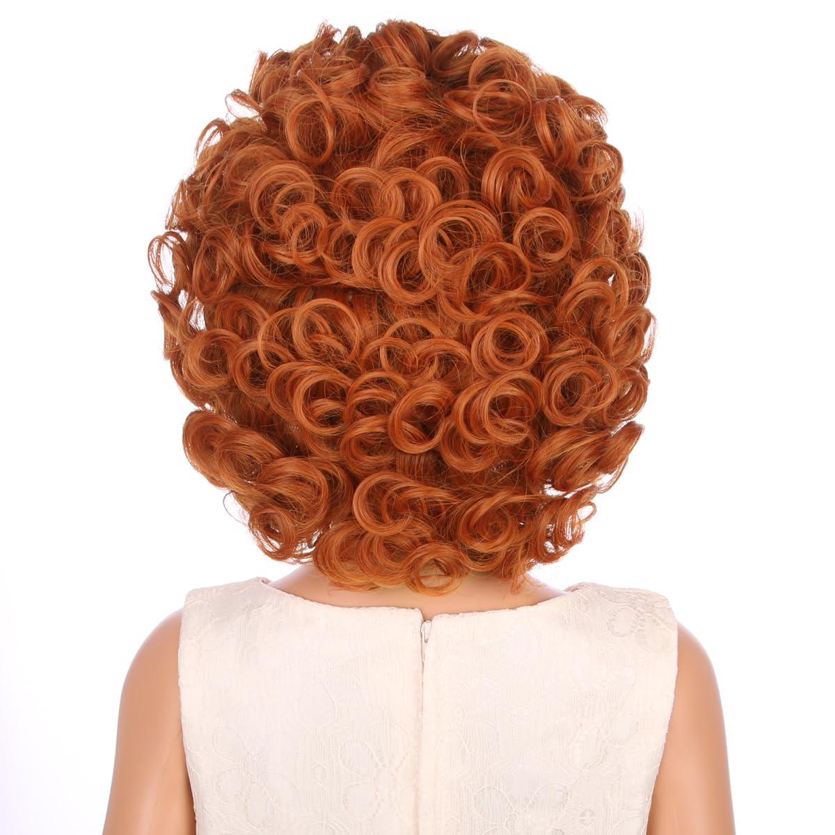 imageKids Child Reddish Orange Wig Girls Short Curly Red Brown Wig Dark Orange Wigs Halloween Cosplay Costume WigsOrange