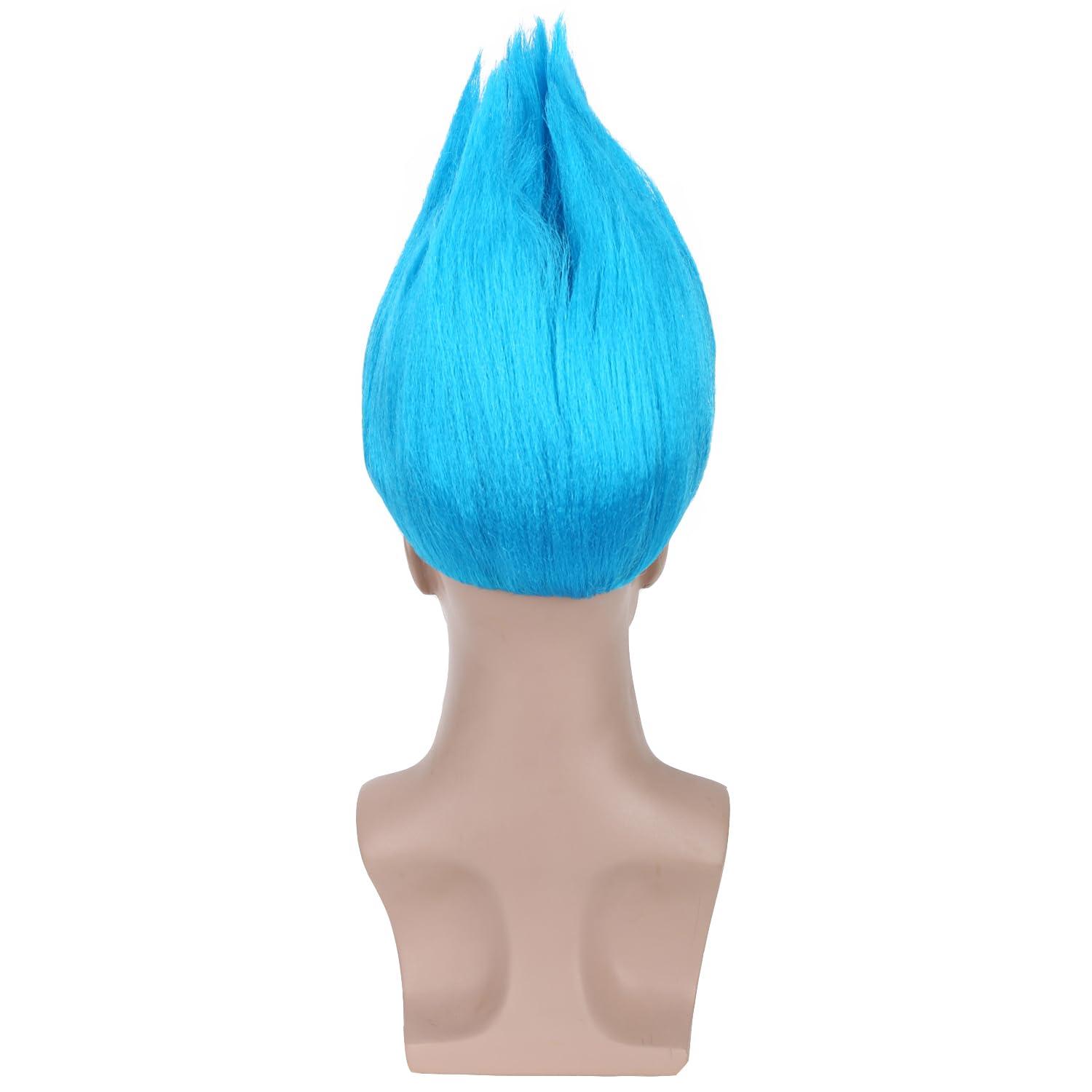 imageKids Flame Fire Wig Children Boys Orange Ombre Wig Cosplay Costume Synthetic Hair WigsLight Blue