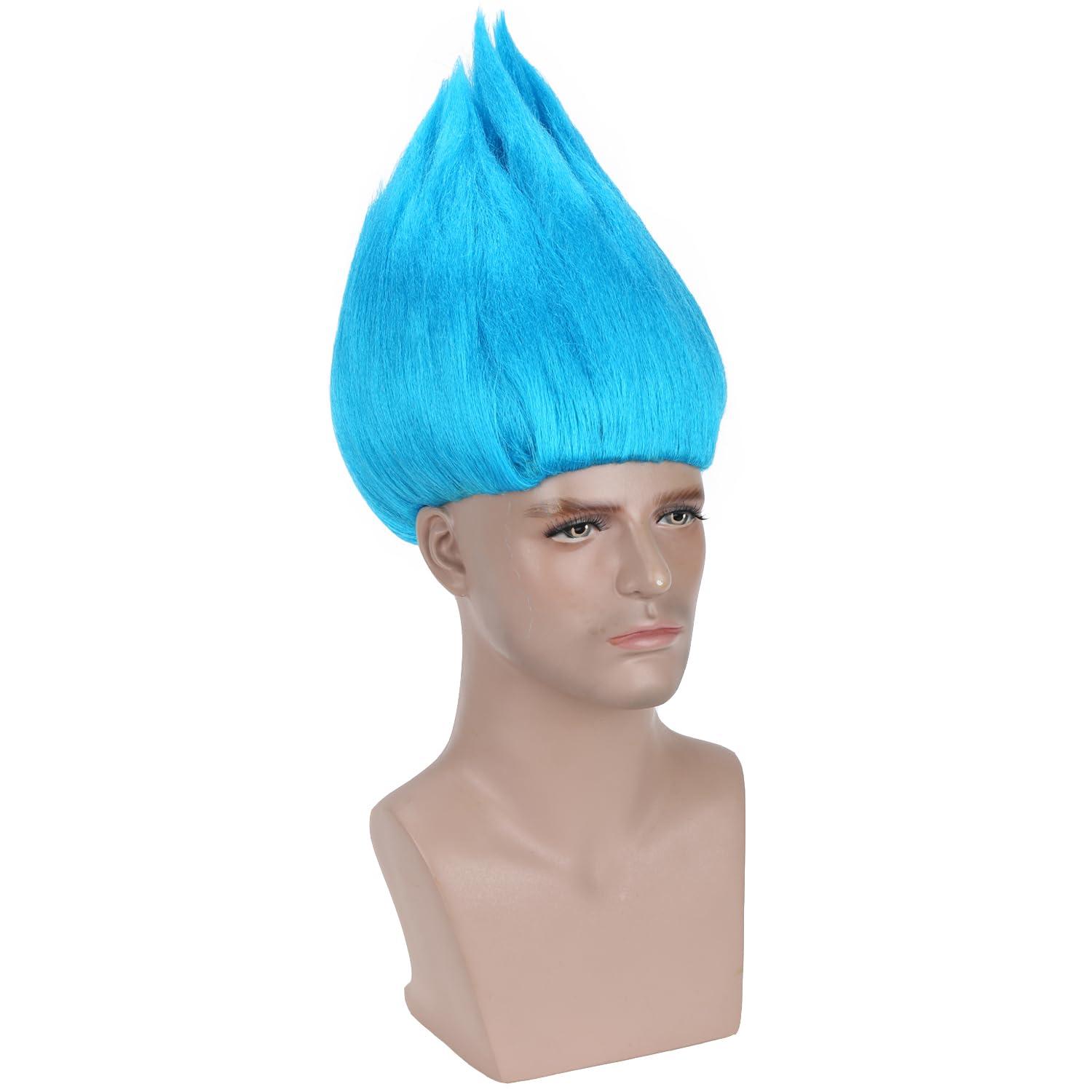 imageKids Flame Fire Wig Children Boys Orange Ombre Wig Cosplay Costume Synthetic Hair WigsLight Blue