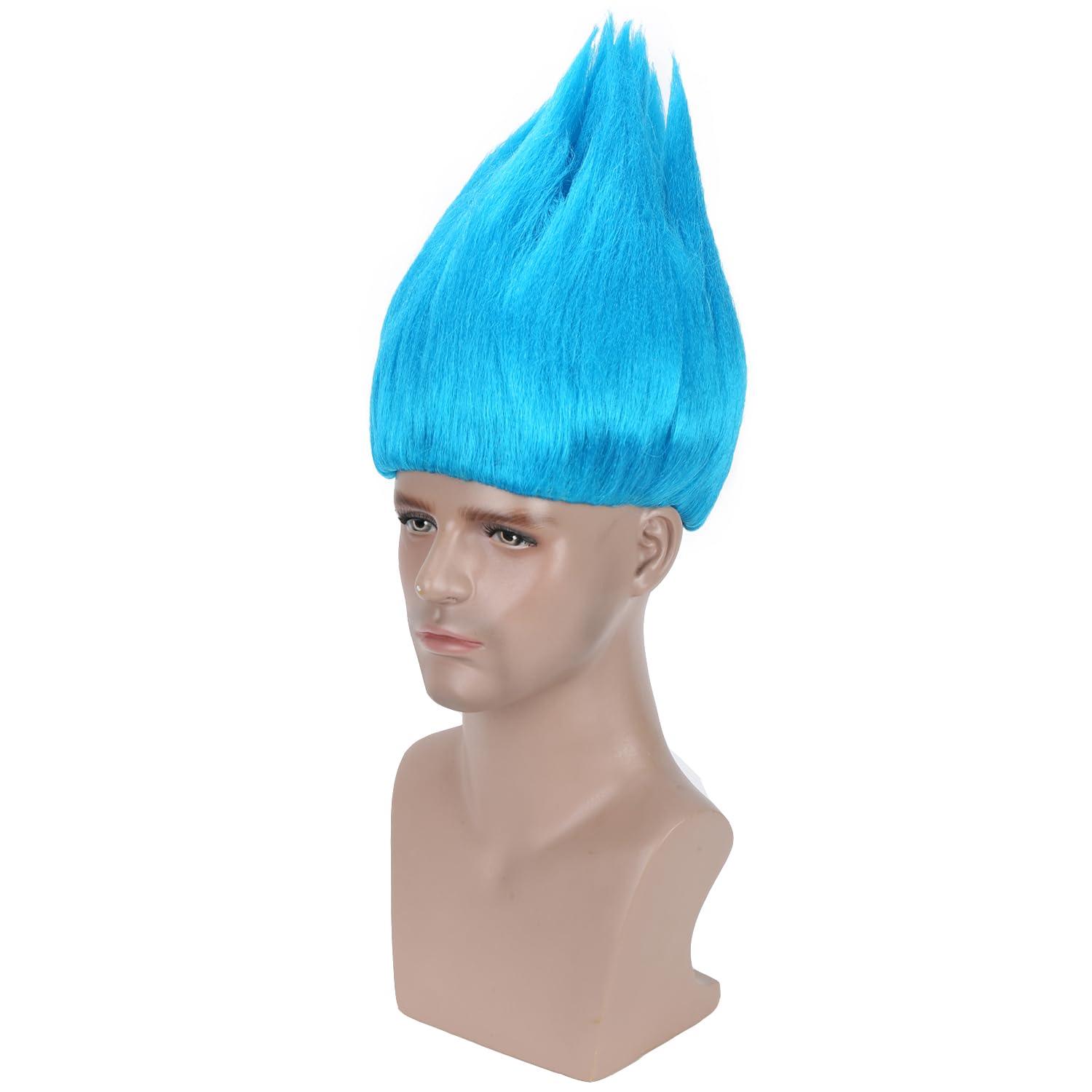 imageKids Flame Fire Wig Children Boys Orange Ombre Wig Cosplay Costume Synthetic Hair WigsLight Blue