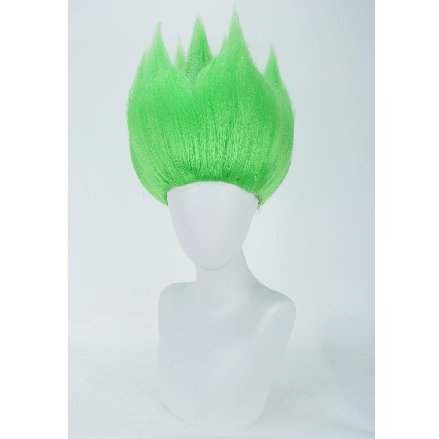 imageKids Flame Fire Wig Children Boys Orange Ombre Wig Cosplay Costume Synthetic Hair WigsLime Green