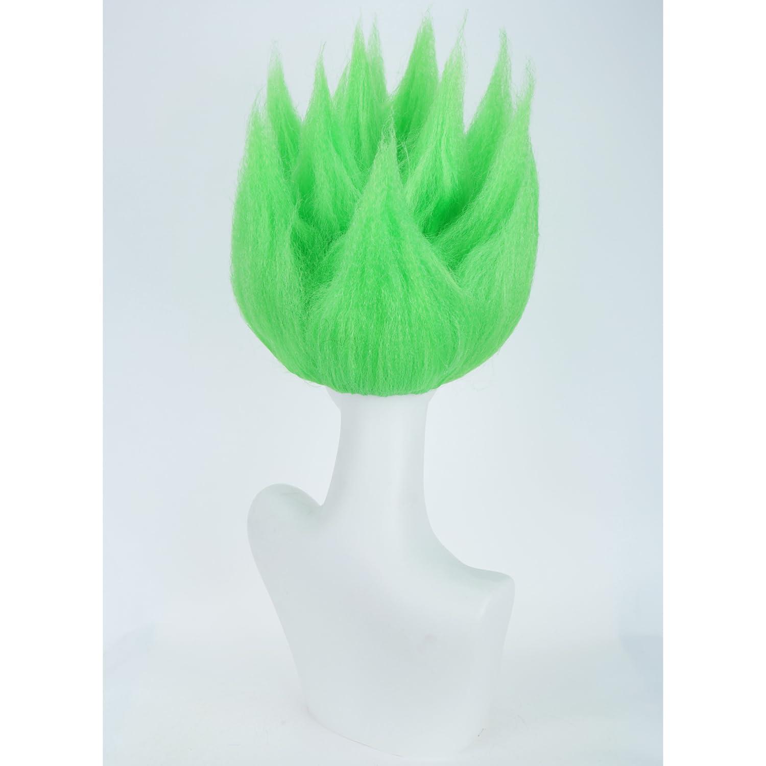 imageKids Flame Fire Wig Children Boys Orange Ombre Wig Cosplay Costume Synthetic Hair WigsLime Green