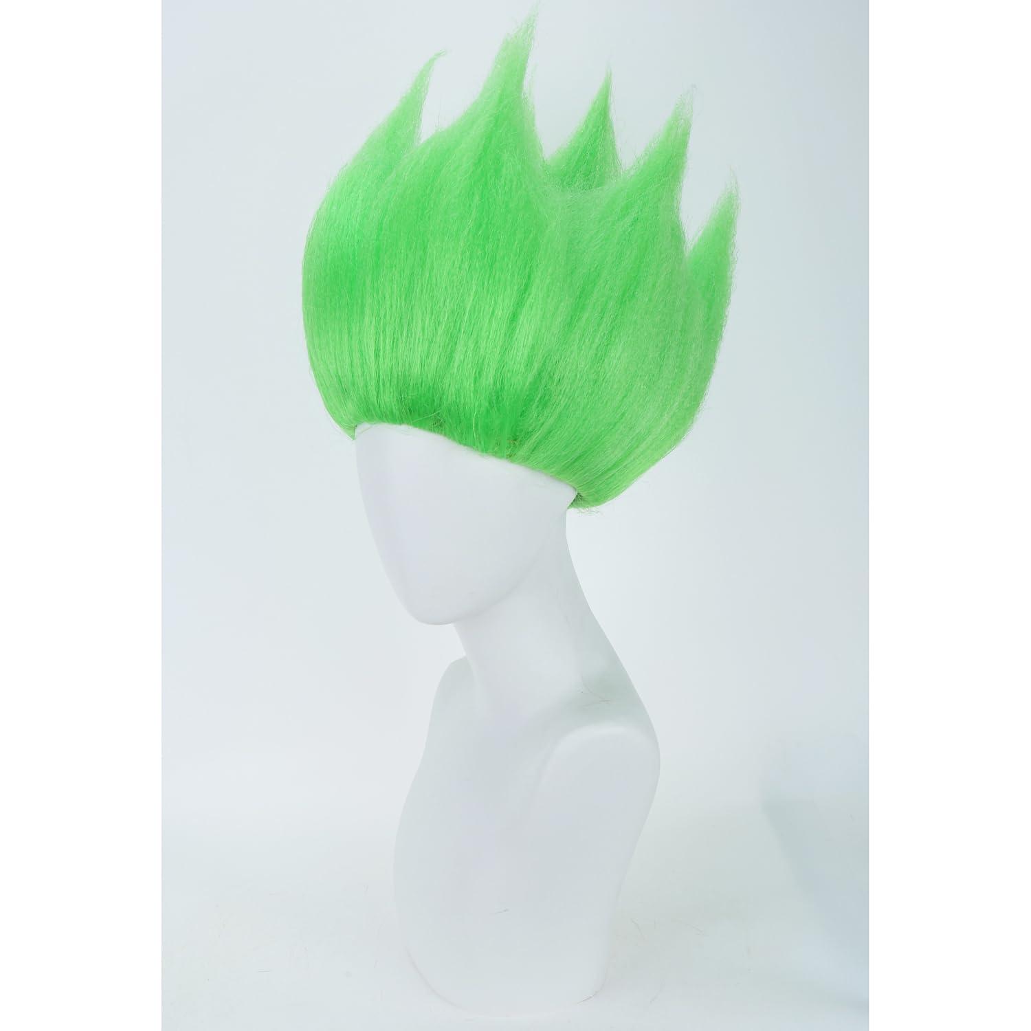 imageKids Flame Fire Wig Children Boys Orange Ombre Wig Cosplay Costume Synthetic Hair WigsLime Green