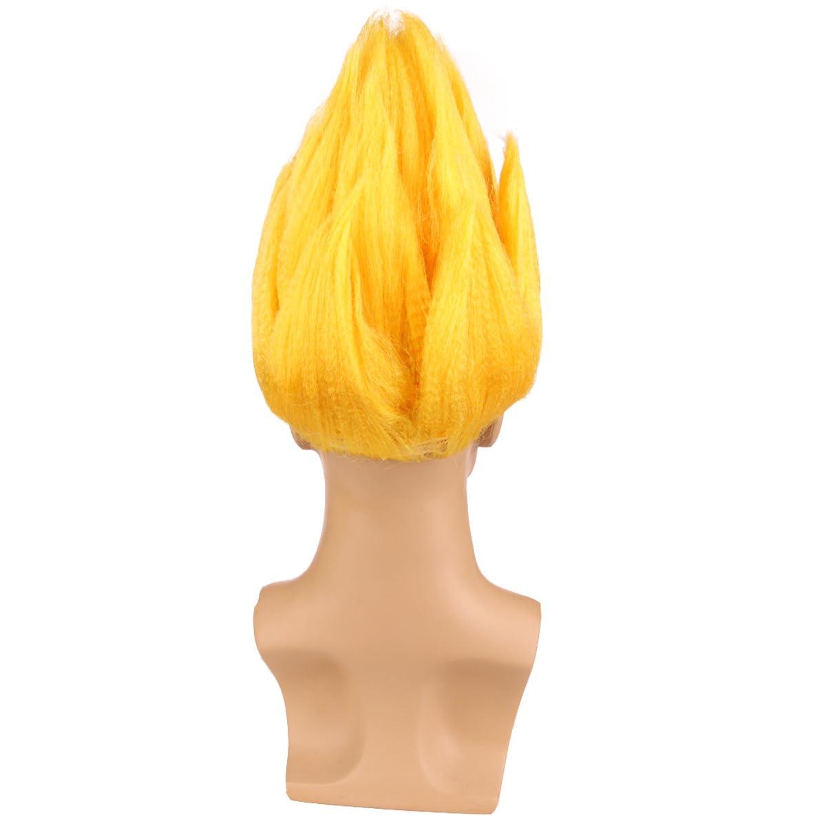 imageKids Flame Fire Wig Children Boys Orange Ombre Wig Cosplay Costume Synthetic Hair WigsYellow