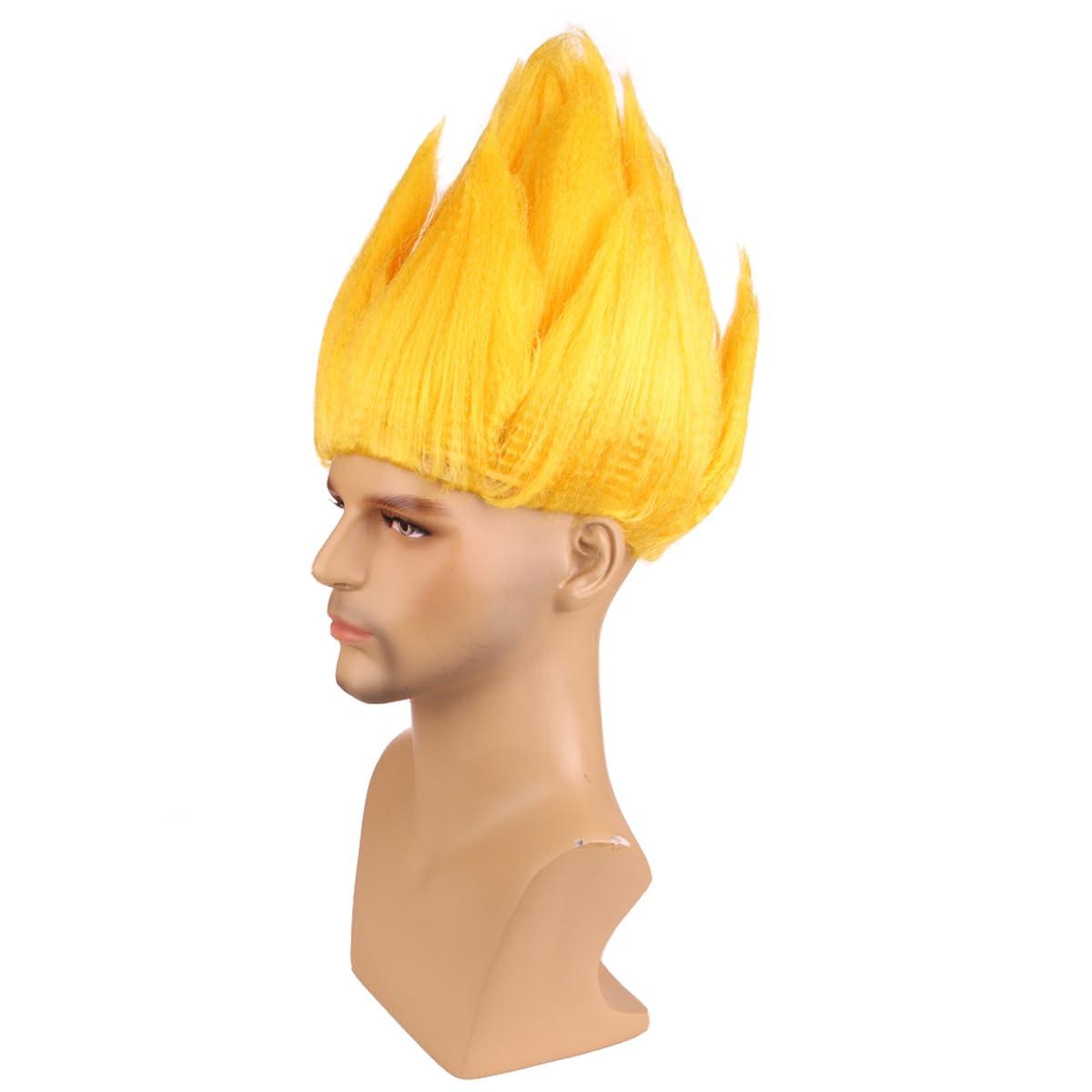 imageKids Flame Fire Wig Children Boys Orange Ombre Wig Cosplay Costume Synthetic Hair WigsYellow