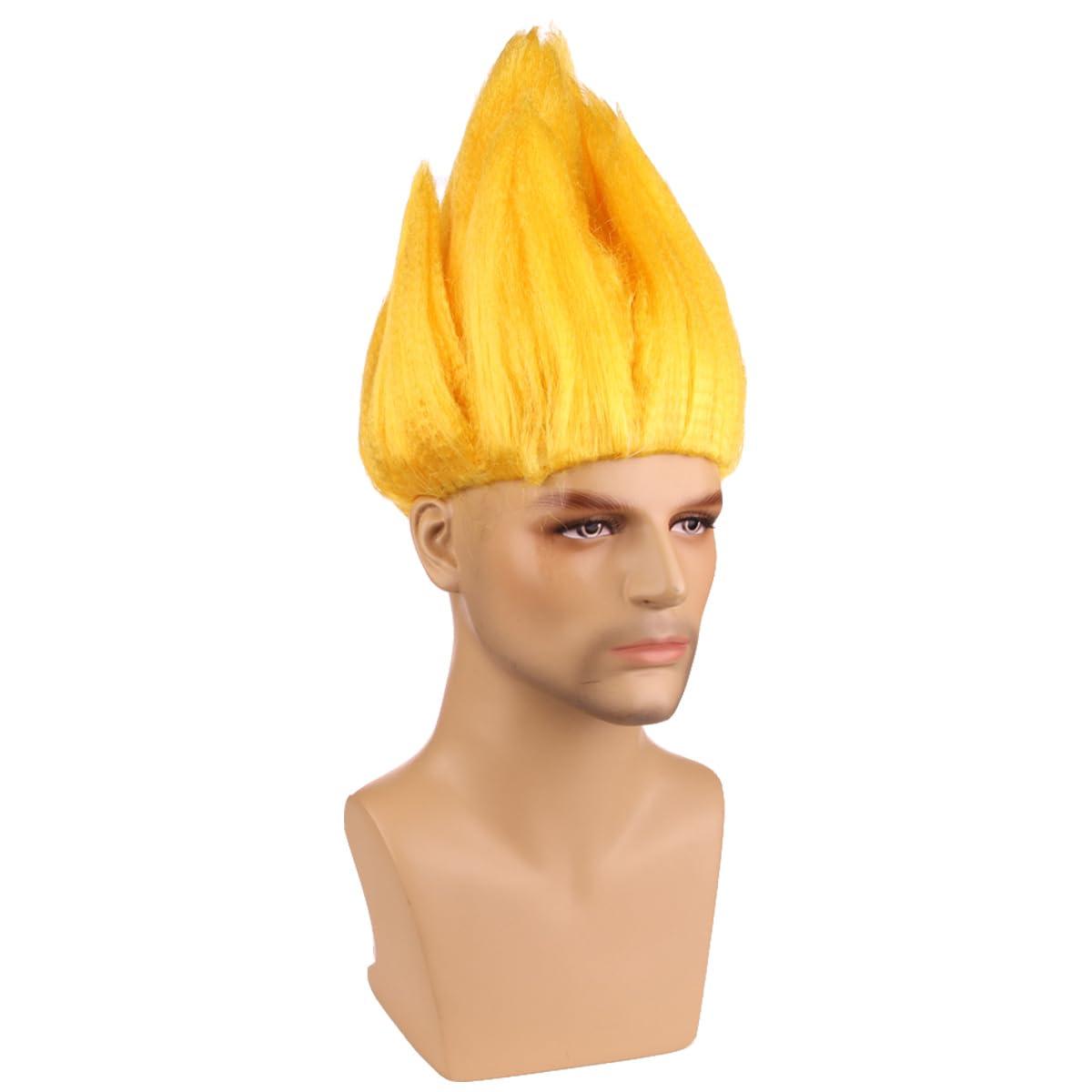 imageKids Flame Fire Wig Children Boys Orange Ombre Wig Cosplay Costume Synthetic Hair WigsYellow