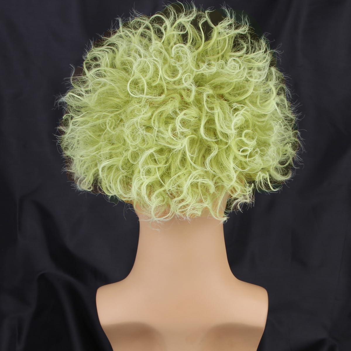 imageKids Green Wig with Bald Cap Child Short Ombre Green Wig Fluffy Wavy Wigs Cosplay Costume Halloween WigsGreen