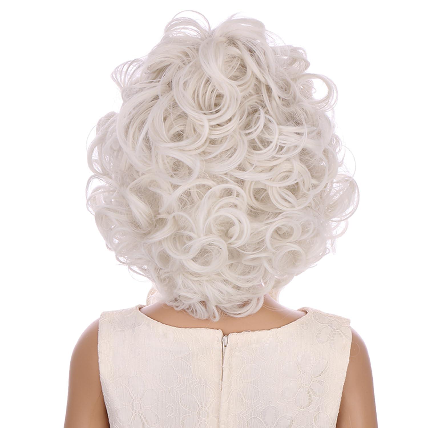 imageKids Platinum Blonde Wig Girls Short Wavy Curly Blonde Beehive Wigs Children Cosplay Halloween Costume Wigs