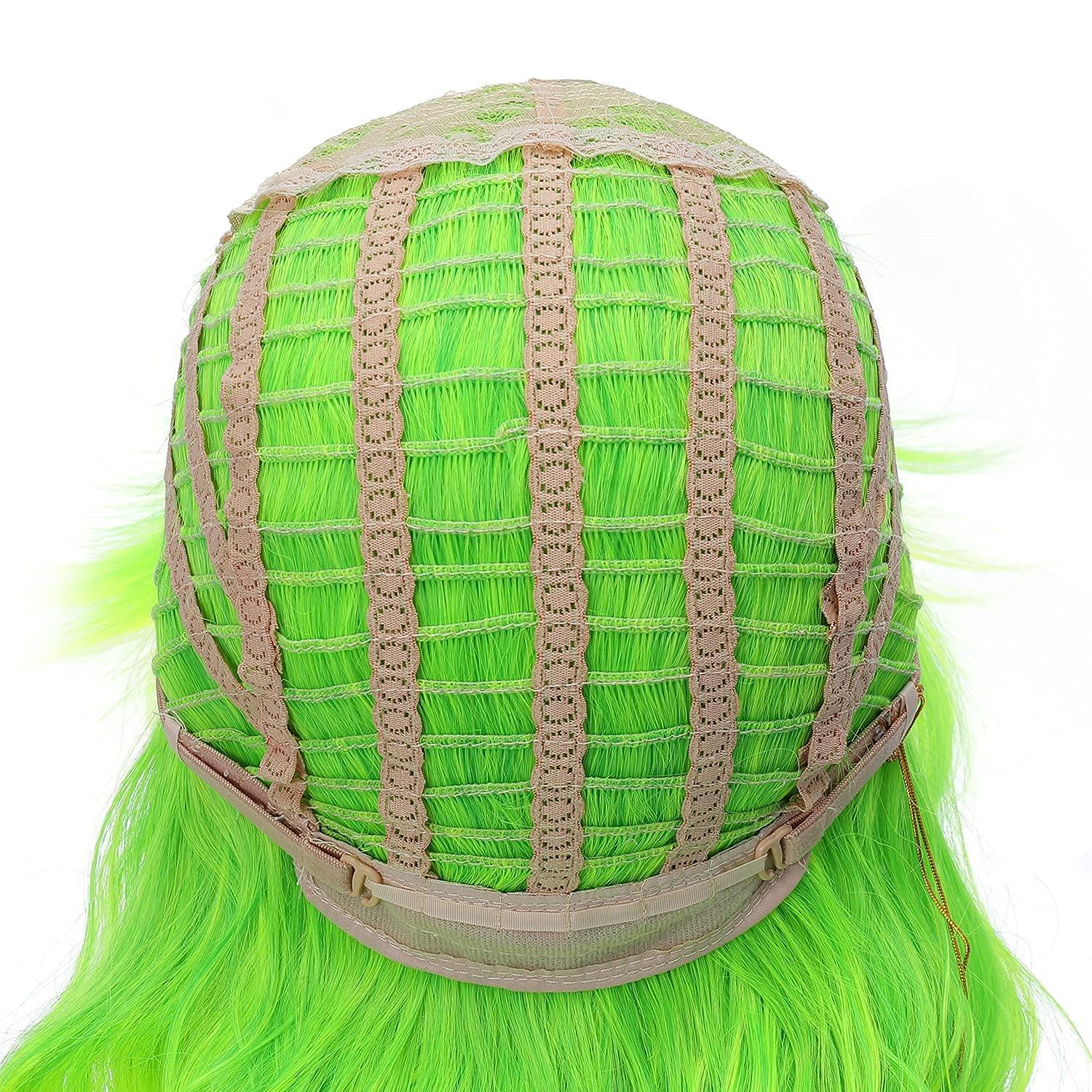 imageLime Green Wig Short Wavy Fluorescent Green Wigs for Women Girls Green Wig with Bangs Synthetic WigsLime Green