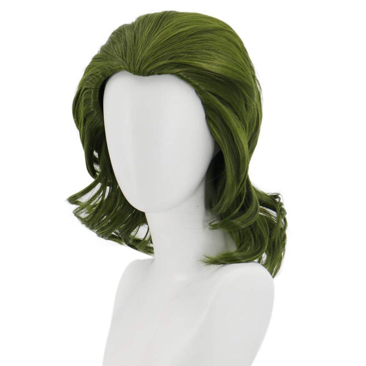 imageMens Green Wig Short Wavy Dark Green Wig for Men Boys Synthetic Hair Wigs Cosplay Costume WigsDark Green
