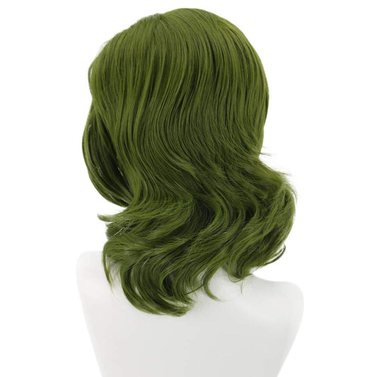 imageMens Green Wig Short Wavy Dark Green Wig for Men Boys Synthetic Hair Wigs Cosplay Costume WigsDark Green