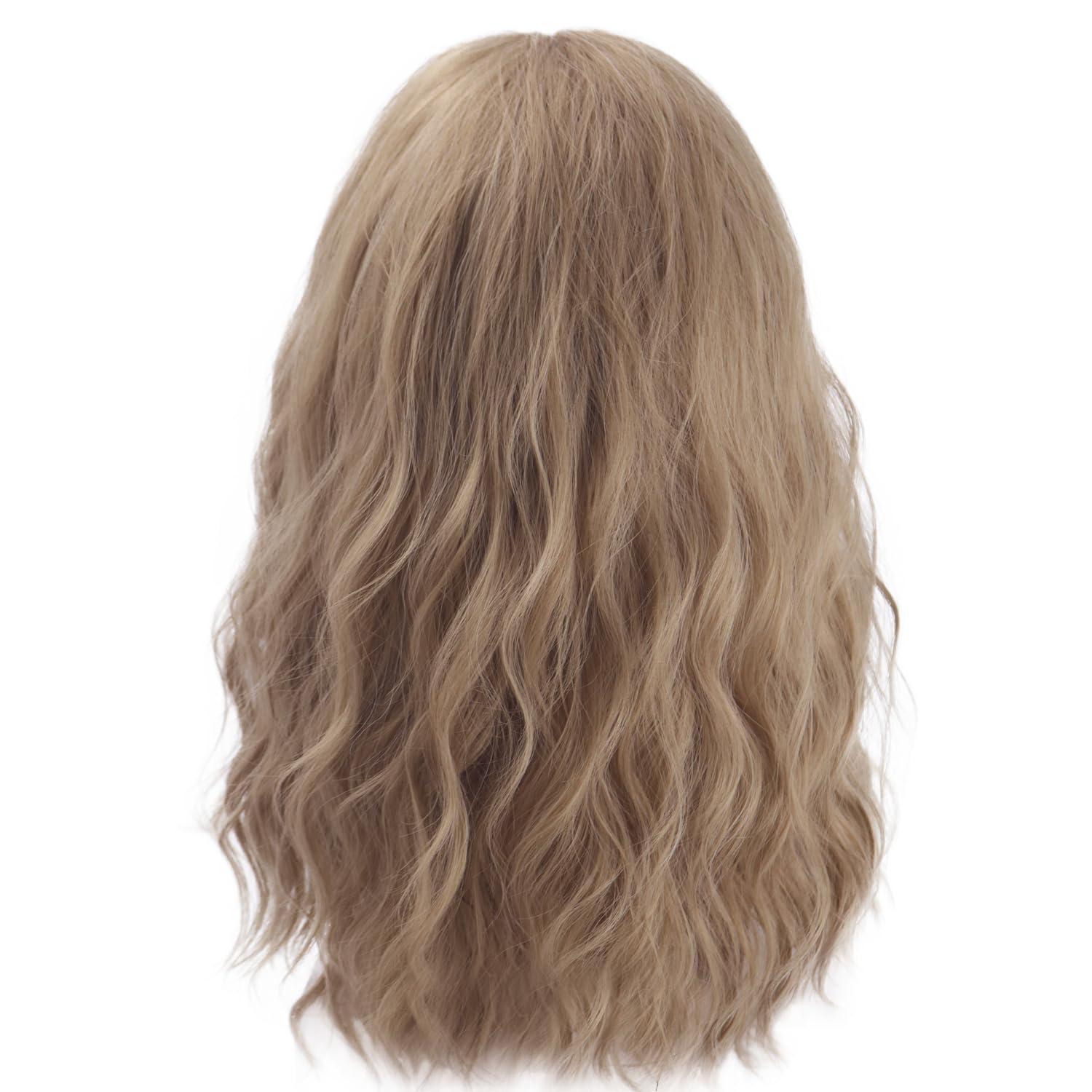 imageMens Light Blonde Wig Long Wavy Blonde Wig for Men Male Shoulder Length Hair Synthetic WigsAsh Blonde