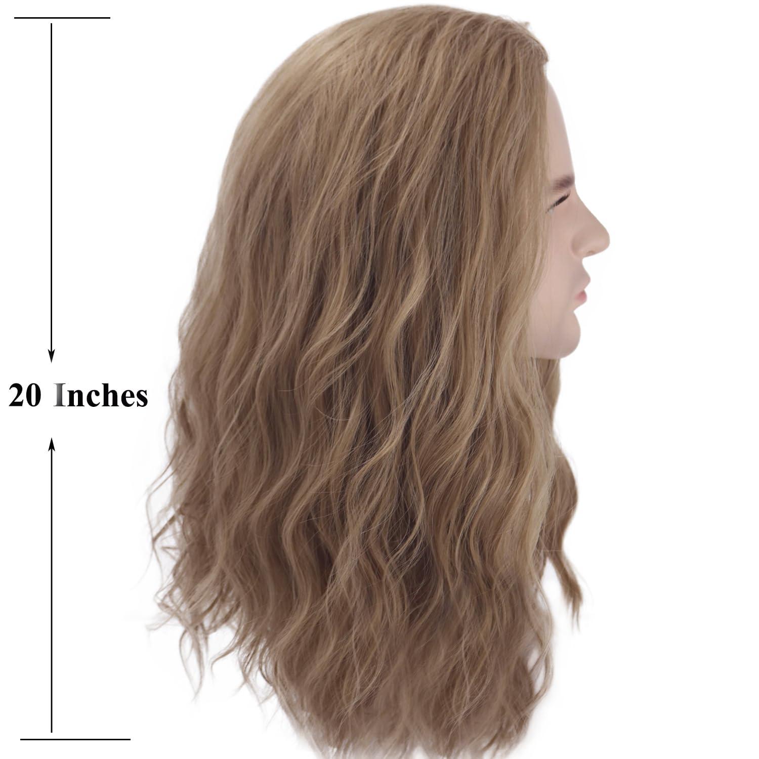 imageMens Light Blonde Wig Long Wavy Blonde Wig for Men Male Shoulder Length Hair Synthetic WigsAsh Blonde