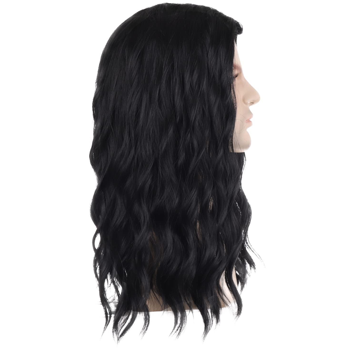 imageMens Light Blonde Wig Long Wavy Blonde Wig for Men Male Shoulder Length Hair Synthetic WigsBlack